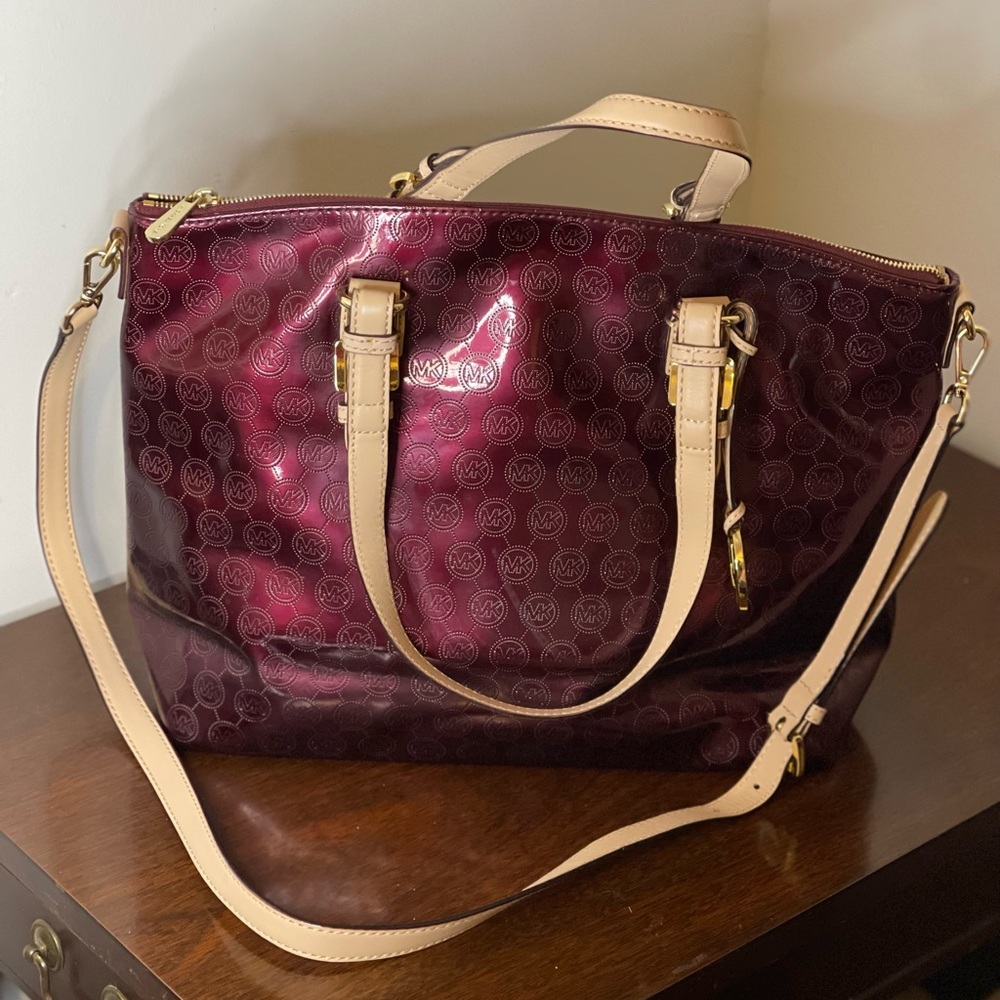 MK Large Coin Monogram Purse- Bordeaux